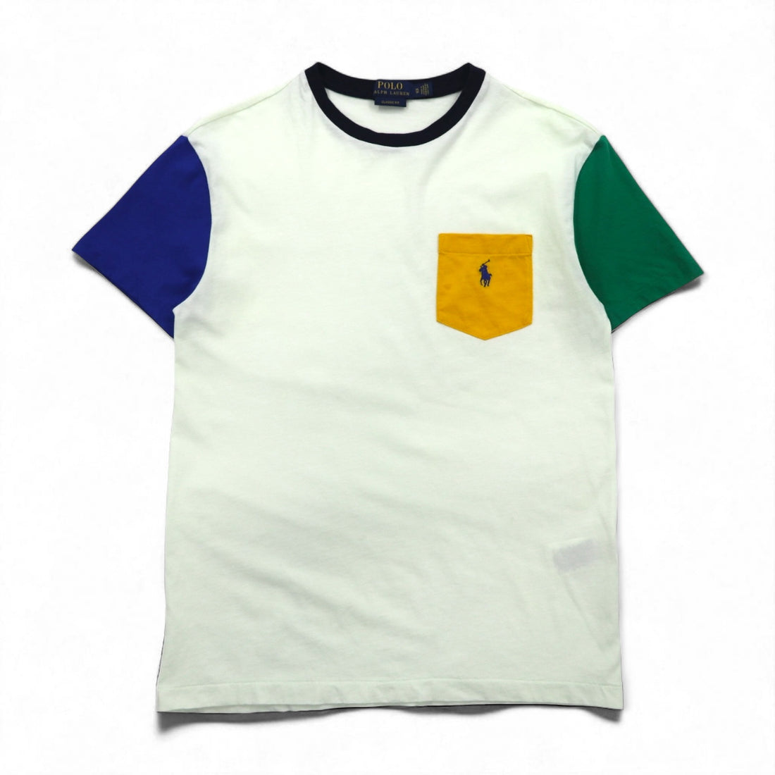 POLO RALPH LAUREN カラーブロック ポケット Tシャツ M ホワイト スモールポニー刺繍
