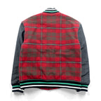 Columbia 00年代 袖レザー スタジャン XL レッド ウール ギルクレスト ジャケット チェック PM3341 XCO 牛革