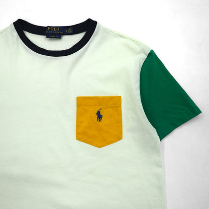 POLO RALPH LAUREN Colorblock Pocket T-Shirt M White Small Pony Embroidery