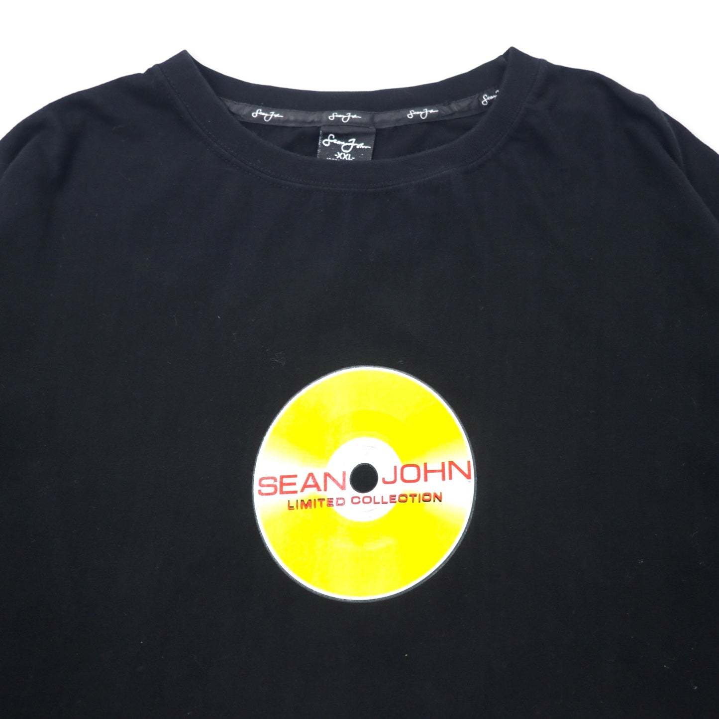 SEAN JOHN 00年代 ビッグシルエット プリント Tシャツ XXL ブラック コットン レコード LIMITED COLLECTION ビッグサイズ