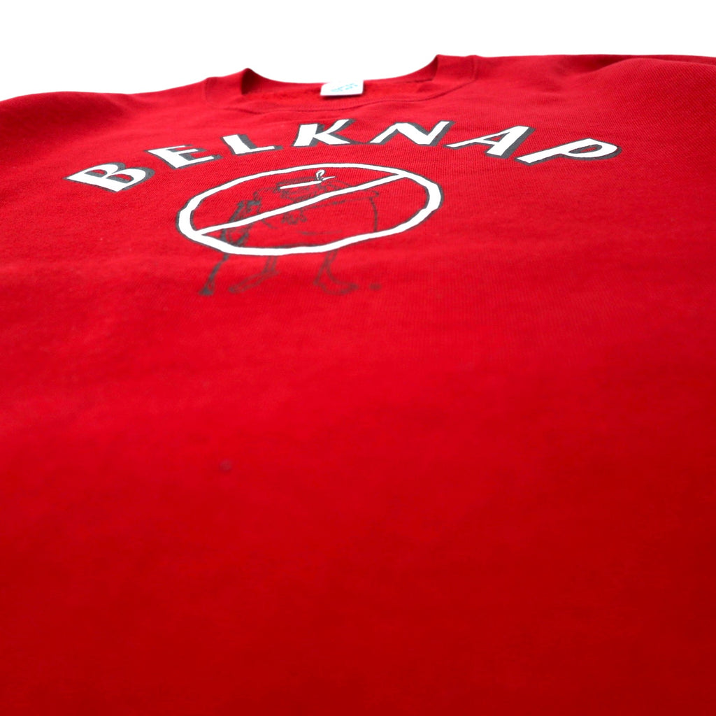 USA made 90s JERZEES print sweatshirt XXL red cotton BELKNAP SAFETY RECORD