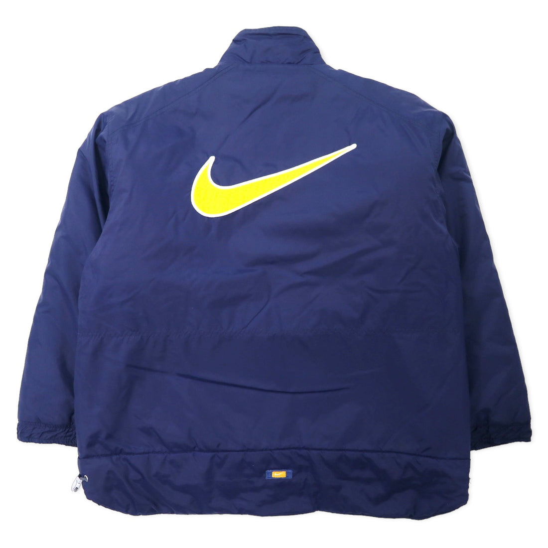 NIKE 90年代 スウォッシュロゴ パデット ナイロンジャケット M ネイビー バックロゴ刺繍 キルティングライナー 銀タグ
