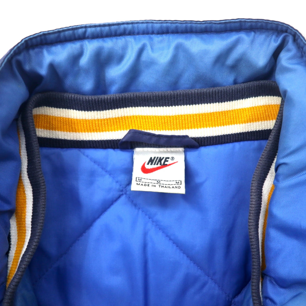NIKE 90年代 スウォッシュロゴ パデット ナイロンジャケット M ネイビー バックロゴ刺繍 キルティングライナー 銀タグ