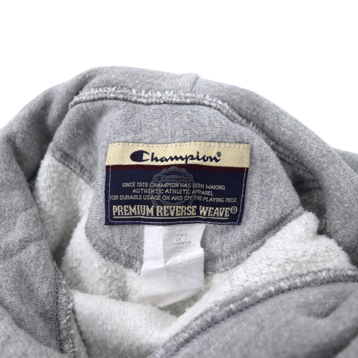 Champion 00年代 プレミアム リバースウィーブ パーカー M グレー コットン 裏起毛 HORNETS LACROSSE アーチロゴ 3段プリント PREMIUM REVERSE WEAVE