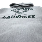 Champion 00s Premium Reverse Weave Hoodie M Grey Cotton Fleece Lining HORNETS LACROSSE Arch Logo 3-Layer Print PREMIUM REVERSE WEAVE