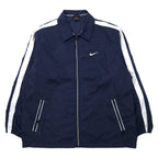日本然リトテ-古着オンライン-NIKE 90年代 ナイロンジャケット スポーツジャケット L ネイビー サイドライン スウォッシュロゴ 黒タグ ビッグサイズ-NIKE 90's Windbreaker Sports Jacket L Navy Sideline Swoosh Logo Black Tag Big Size