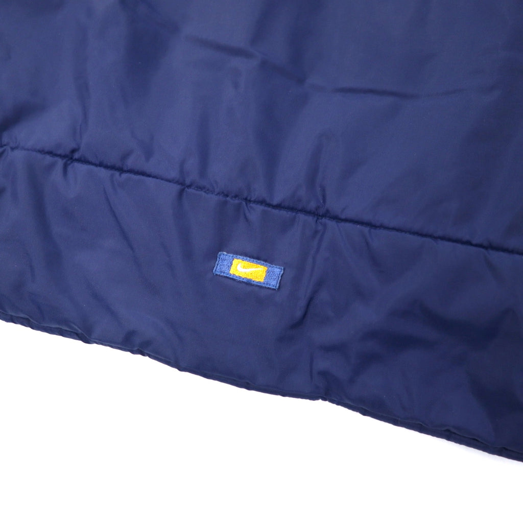 NIKE 90年代 スウォッシュロゴ パデット ナイロンジャケット M ネイビー バックロゴ刺繍 キルティングライナー 銀タグ