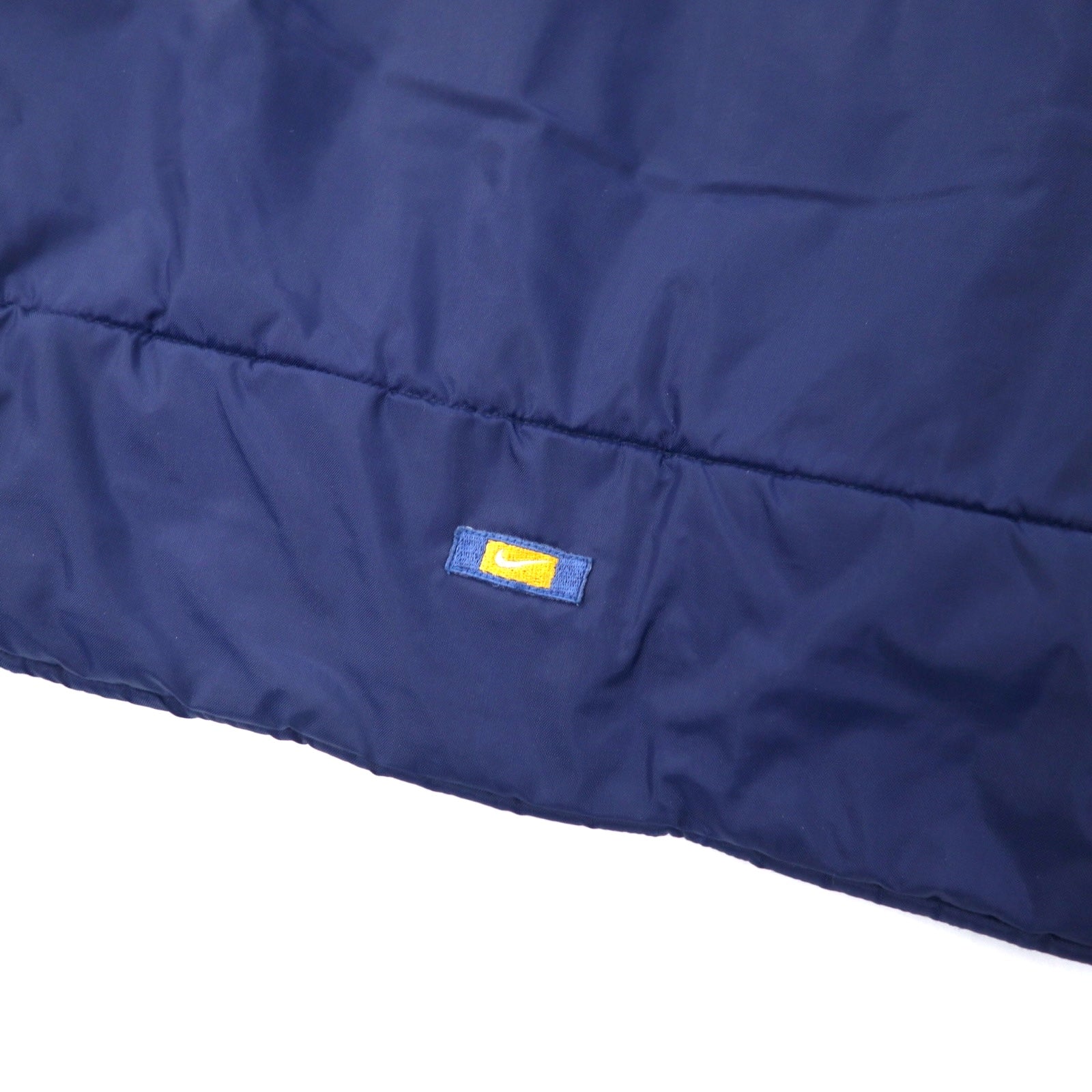 NIKE 90年代 スウォッシュロゴ パデット ナイロンジャケット M ネイビー バックロゴ刺繍 キルティングライナー 銀タグ