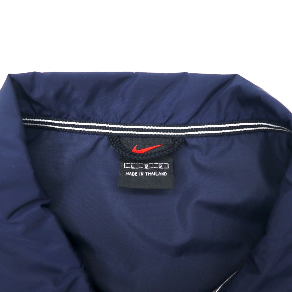 NIKE 90s Nylon Jacket Sports Jacket L Navy Side Line Swoosh Logo Black Tag Big Size