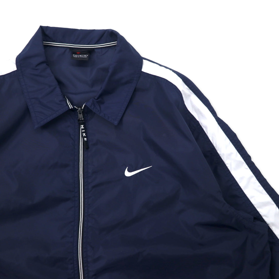NIKE 90s Nylon Jacket Sports Jacket L Navy Side Line Swoosh Logo Black Tag Big Size