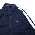 NIKE 90s Nylon Jacket Sports Jacket L Navy Side Line Swoosh Logo Black Tag Big Size