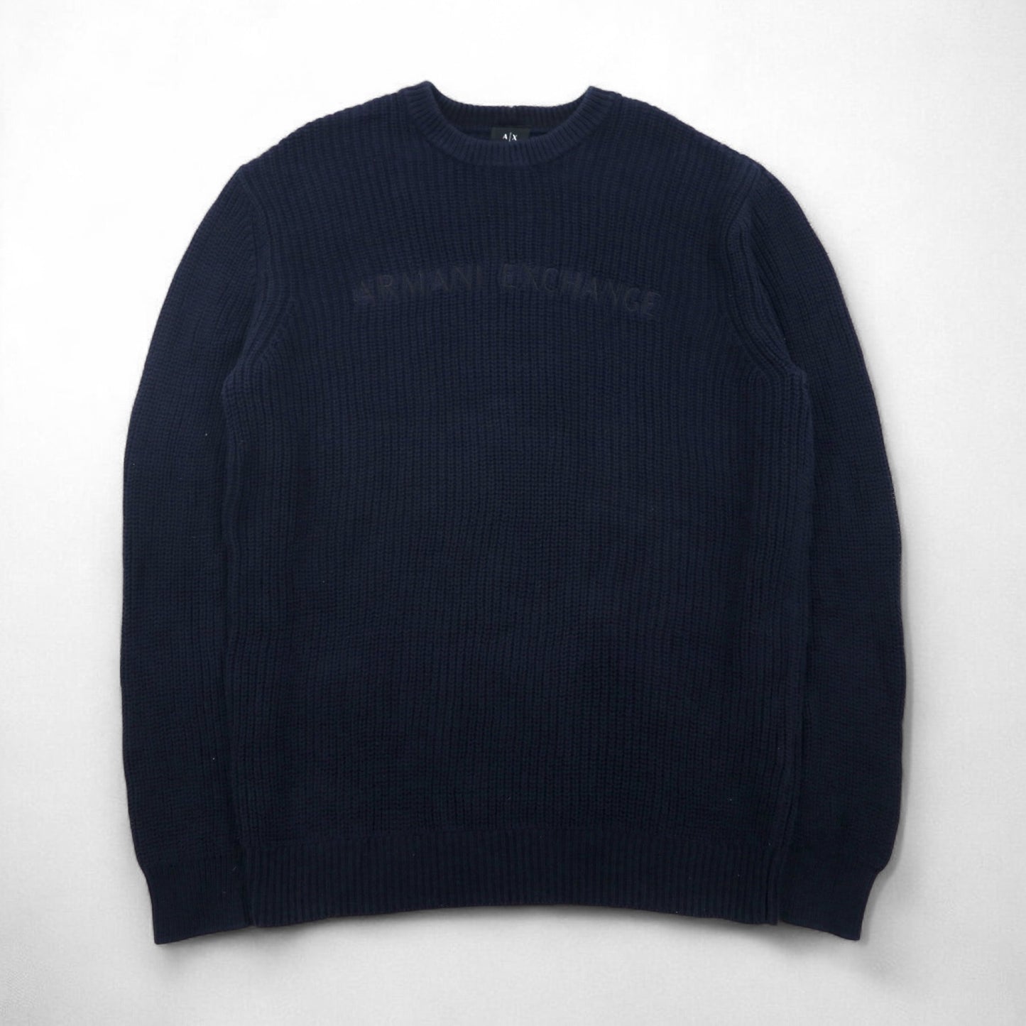 A|X ARMANI EXCHANGE ワッフル セーター コットン ニット M ネイビー 畦編み