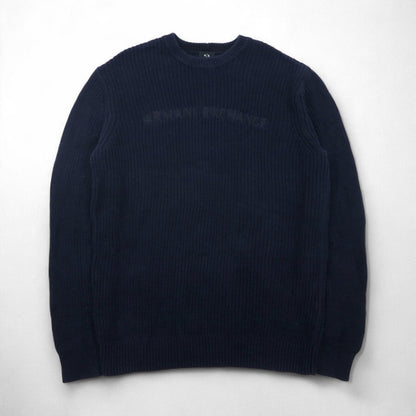 A|X ARMANI EXCHANGE ワッフル セーター コットン ニット M ネイビー 畦編み