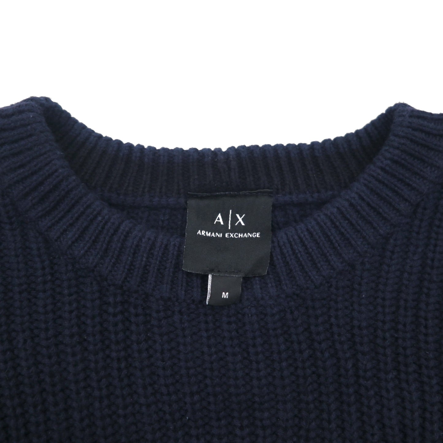 A|X ARMANI EXCHANGE ワッフル セーター コットン ニット M ネイビー 畦編み