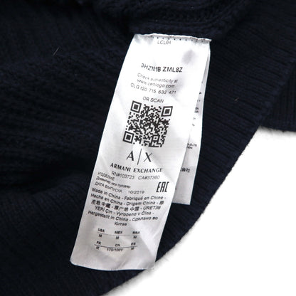 A|X ARMANI EXCHANGE ワッフル セーター コットン ニット M ネイビー 畦編み