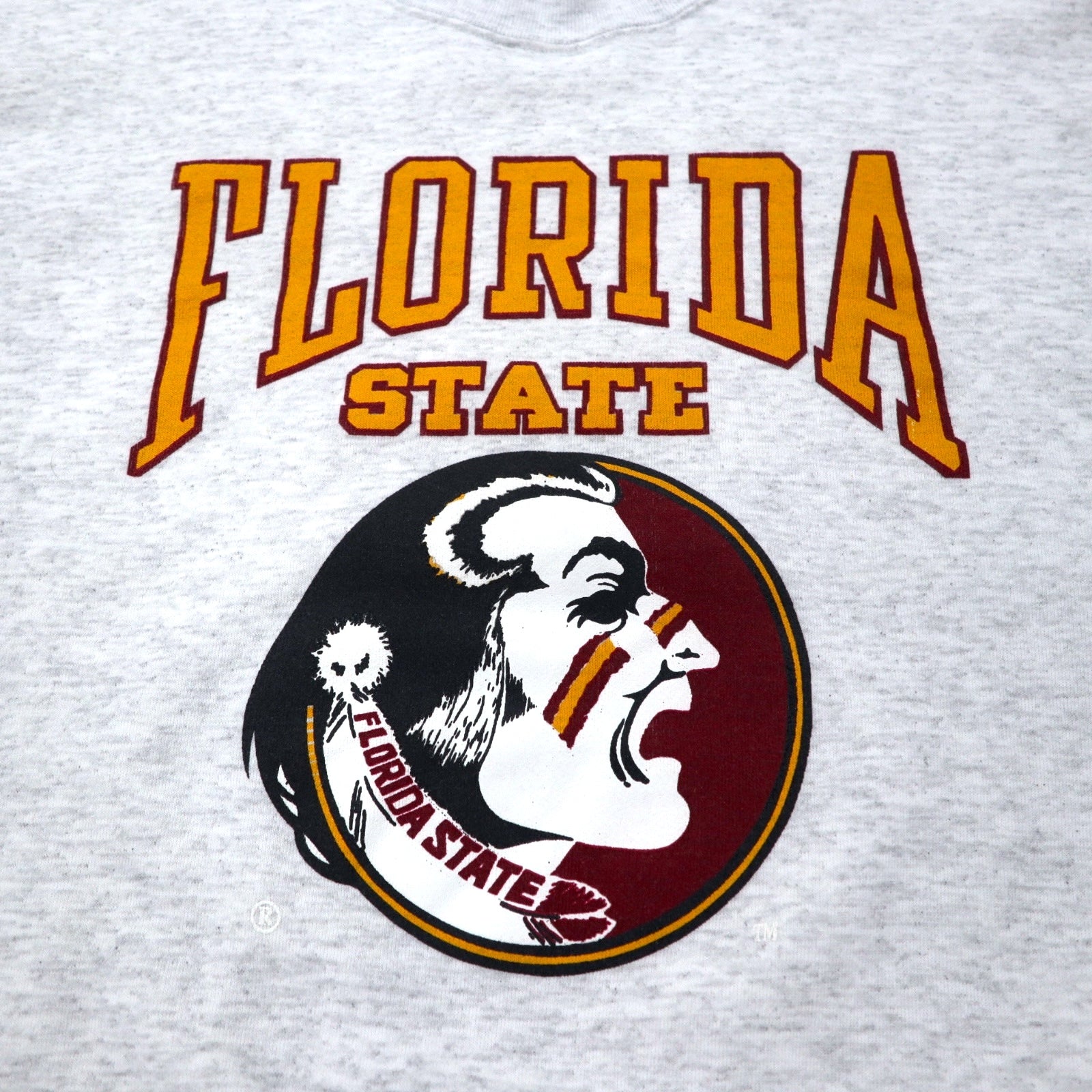 Made in USA 90s SIGNAL SPORTS College Print Sweatshirt XL Grey Cotton Fleece Lining NCAA FLORIDA STATE
