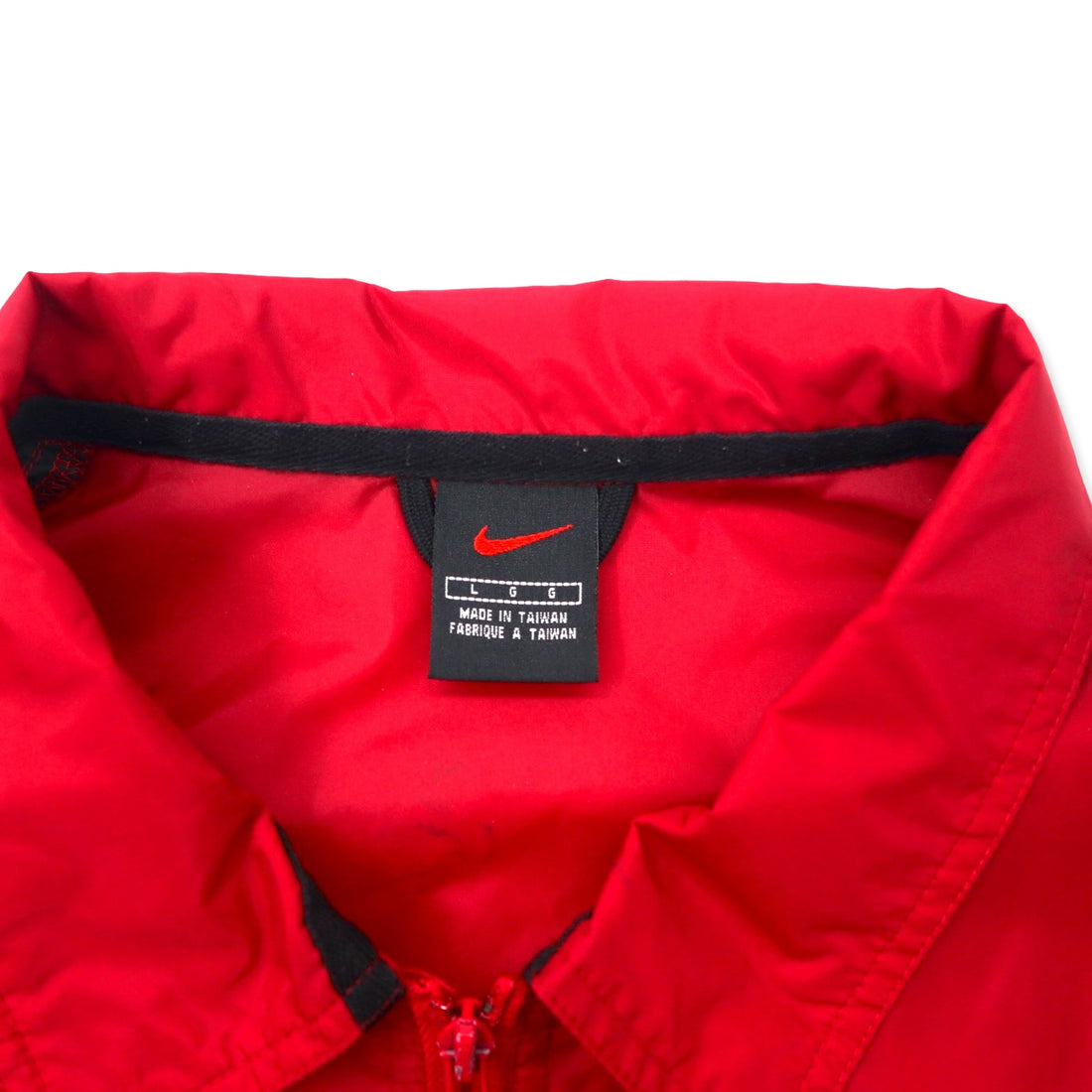 NIKE 90s Nylon Jacket Sports Jacket L Red Black Side Line Swoosh Logo Black Tag Big Size