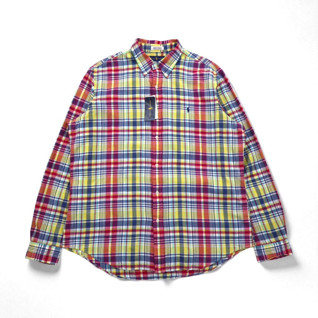 RALPH LAUREN インディアン マドラス Indiam Madras ボタンダウンシャツ XL マルチカラー チェック コットン スモールポニー刺繍 未使用品