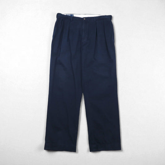 Polo Ralph Lauren 90年代  ポロチノ ２タック ワイド チノパンツ XL ネイビー ANDREW PANT