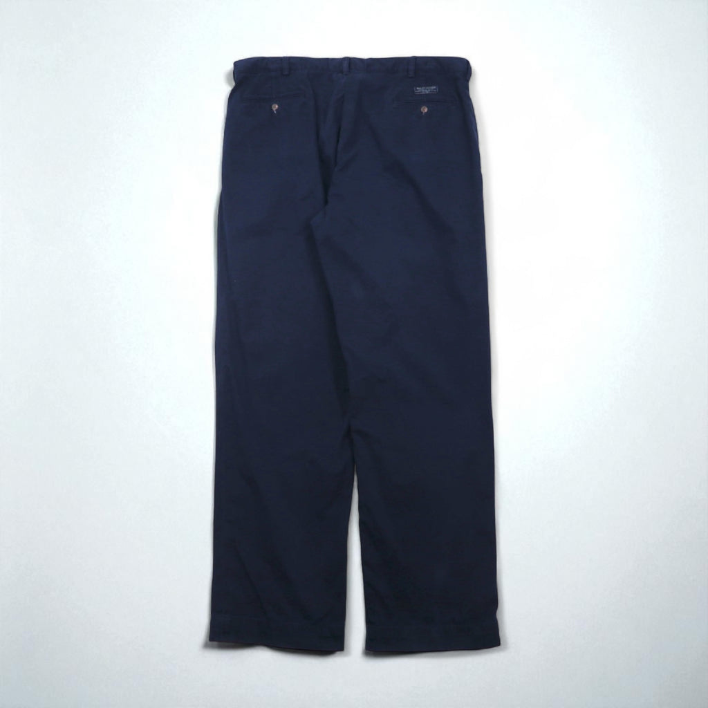 Polo Ralph Lauren 90年代  ポロチノ ２タック ワイド チノパンツ XL ネイビー ANDREW PANT