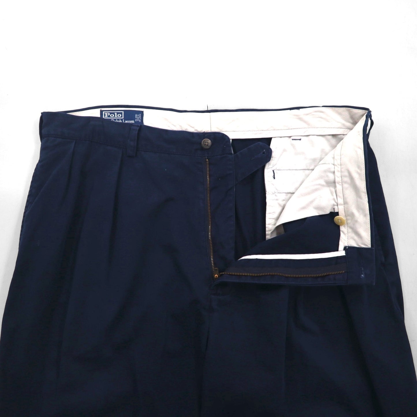 Polo Ralph Lauren 90年代  ポロチノ ２タック ワイド チノパンツ XL ネイビー ANDREW PANT