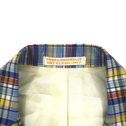 70s USA Vintage Jacket Freg's 2B Tailored Jacket, Size M, Blue Madras Check