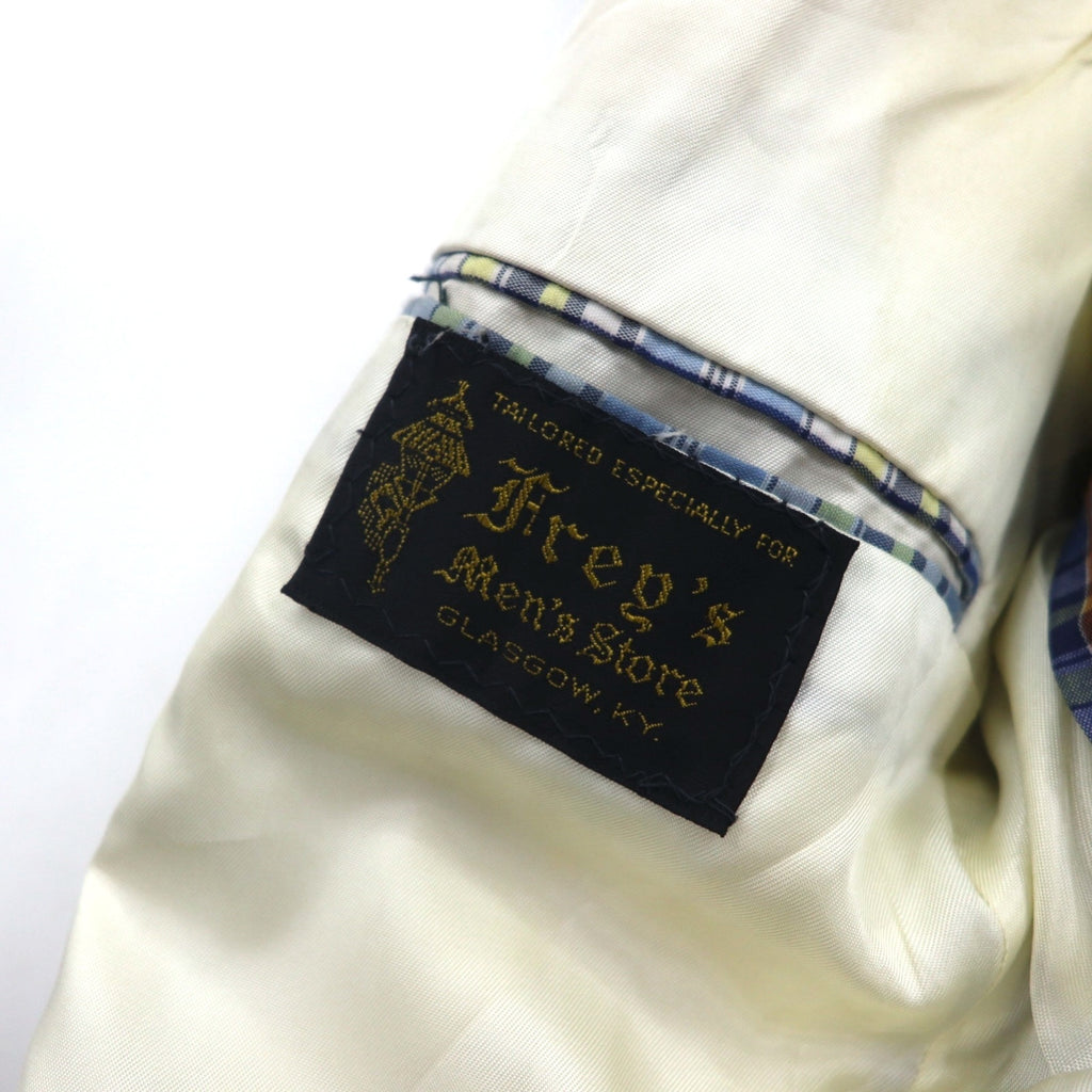 70s USA Vintage Jacket Freg's 2B テーラードジャケット M ブルー マドラス チェック