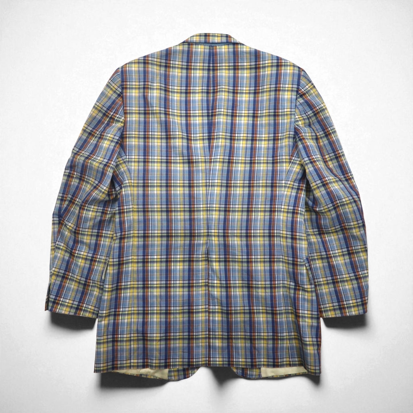 70s USA Vintage Jacket Freg's 2B Tailored Jacket, Size M, Blue Madras Check