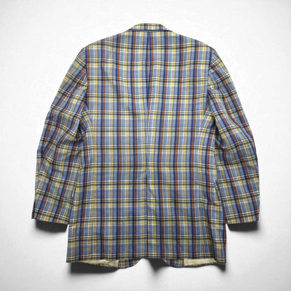 70s USA Vintage Jacket Freg's 2B Tailored Jacket, Size M, Blue Madras Check