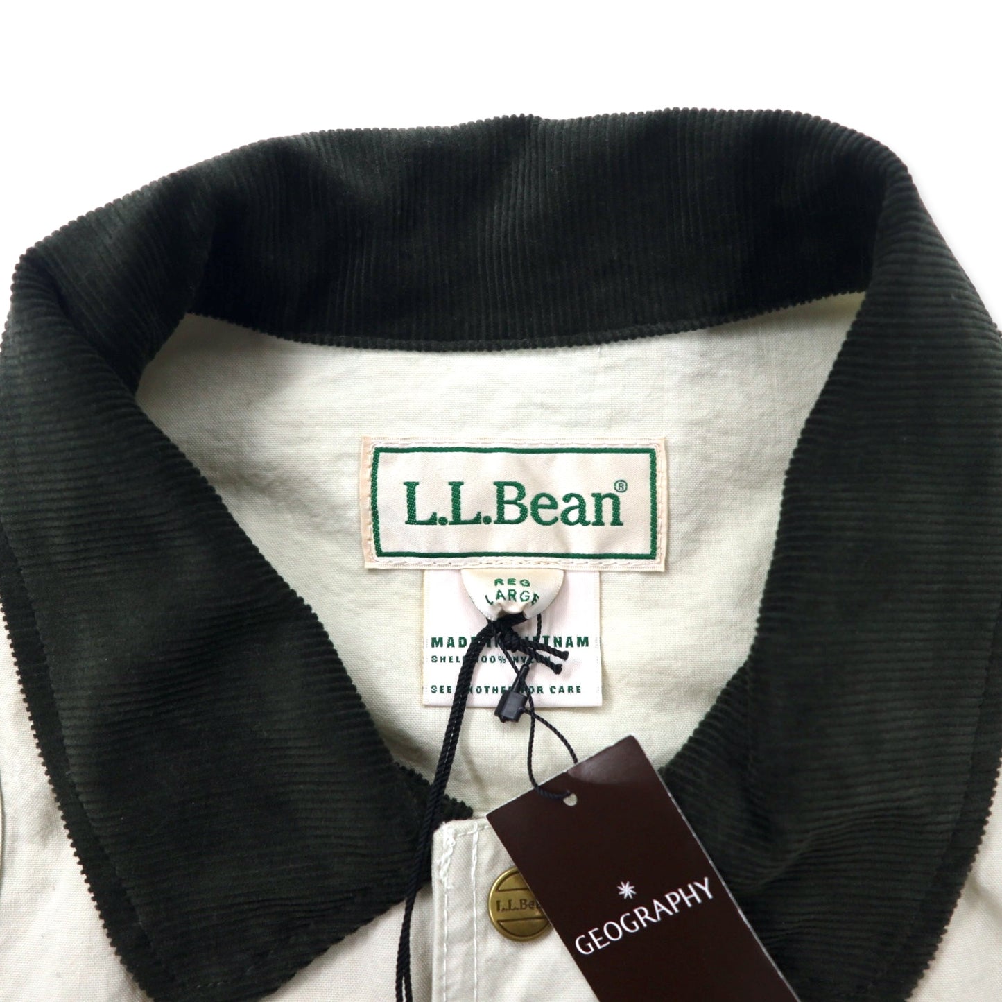 L.L.Bean フィールドコート ハンティングジャケット L クリーム ナイロン 撥水加工 襟コーデュロイ Field Coat 3175-1022 未使用品
