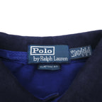 Polo by Ralph Lauren 90s SWEDEN Big Pony Embroidered Polo Shirt L Blue Cotton Pique Numbering CUSTOM FIT
