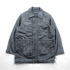 BLACK LEDER ラムレザー ツギハギ パッチワーク ハーフコート L ブラック 比翼 ジップアップ