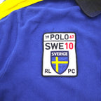 Polo by Ralph Lauren 90s SWEDEN Big Pony Embroidered Polo Shirt L Blue Cotton Pique Numbering CUSTOM FIT