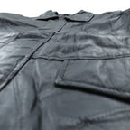 BLACK LEDER ラムレザー ツギハギ パッチワーク ハーフコート L ブラック 比翼 ジップアップ