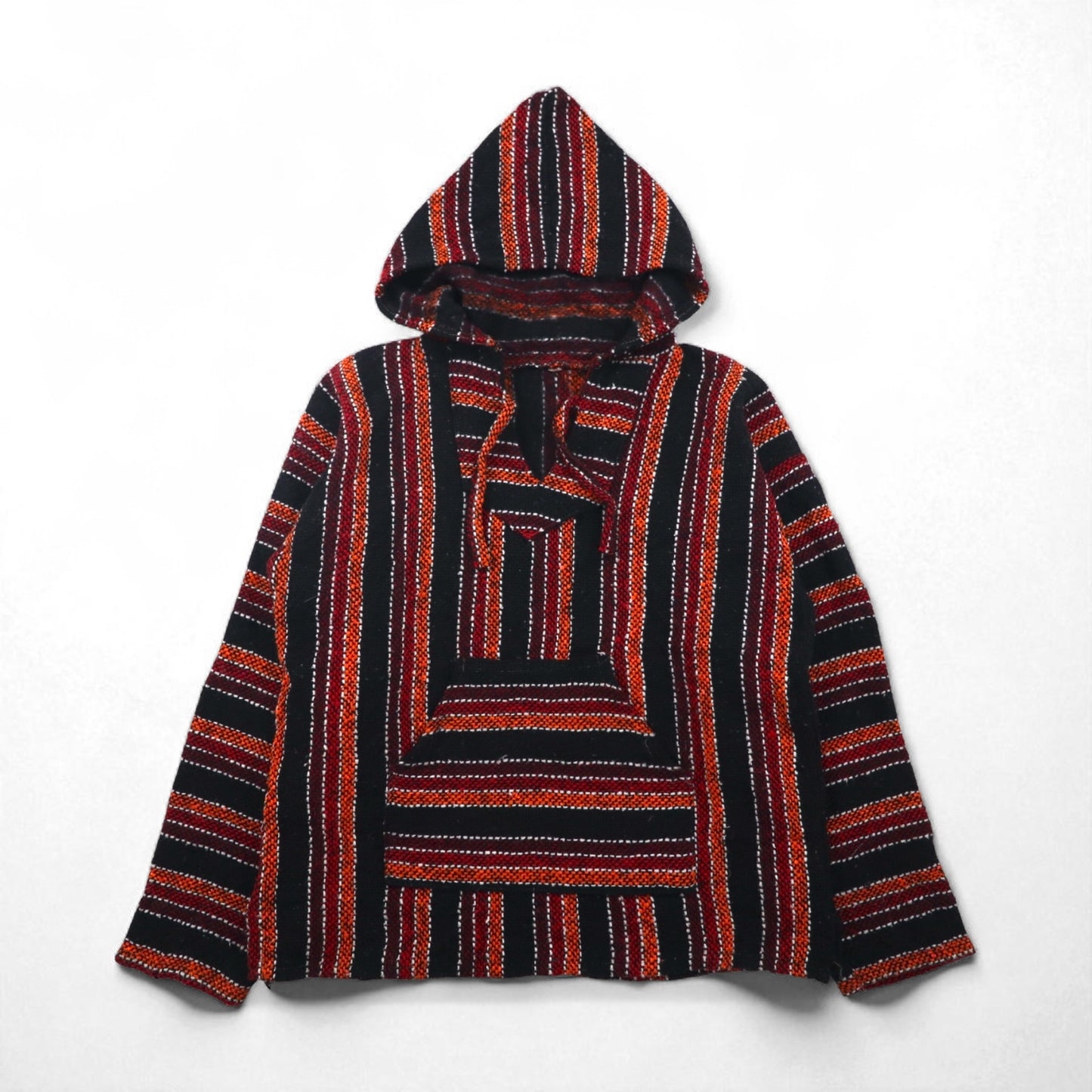 Vintage Baja Hoodie Mexican Parka メキシカンパーカー M フロントポケット マルチ ストライプ