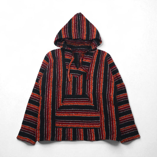 Vintage Baja Hoodie Mexican Parka メキシカンパーカー M フロントポケット マルチ ストライプ