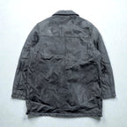 BLACK LEDER ラムレザー ツギハギ パッチワーク ハーフコート L ブラック 比翼 ジップアップ