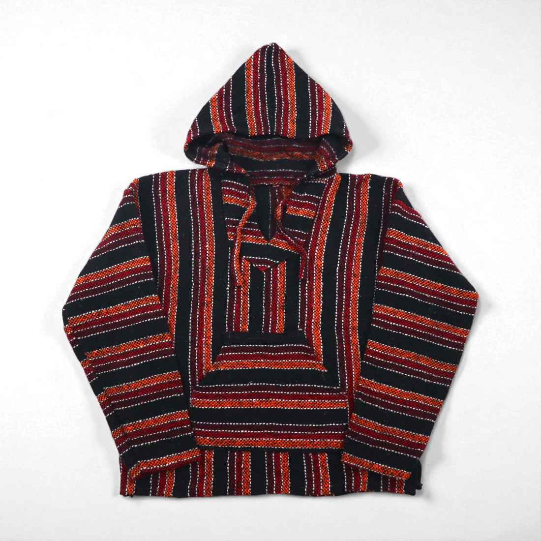 Vintage Baja Mexican Parka, Size M, Front Pocket, Multi-Stripes