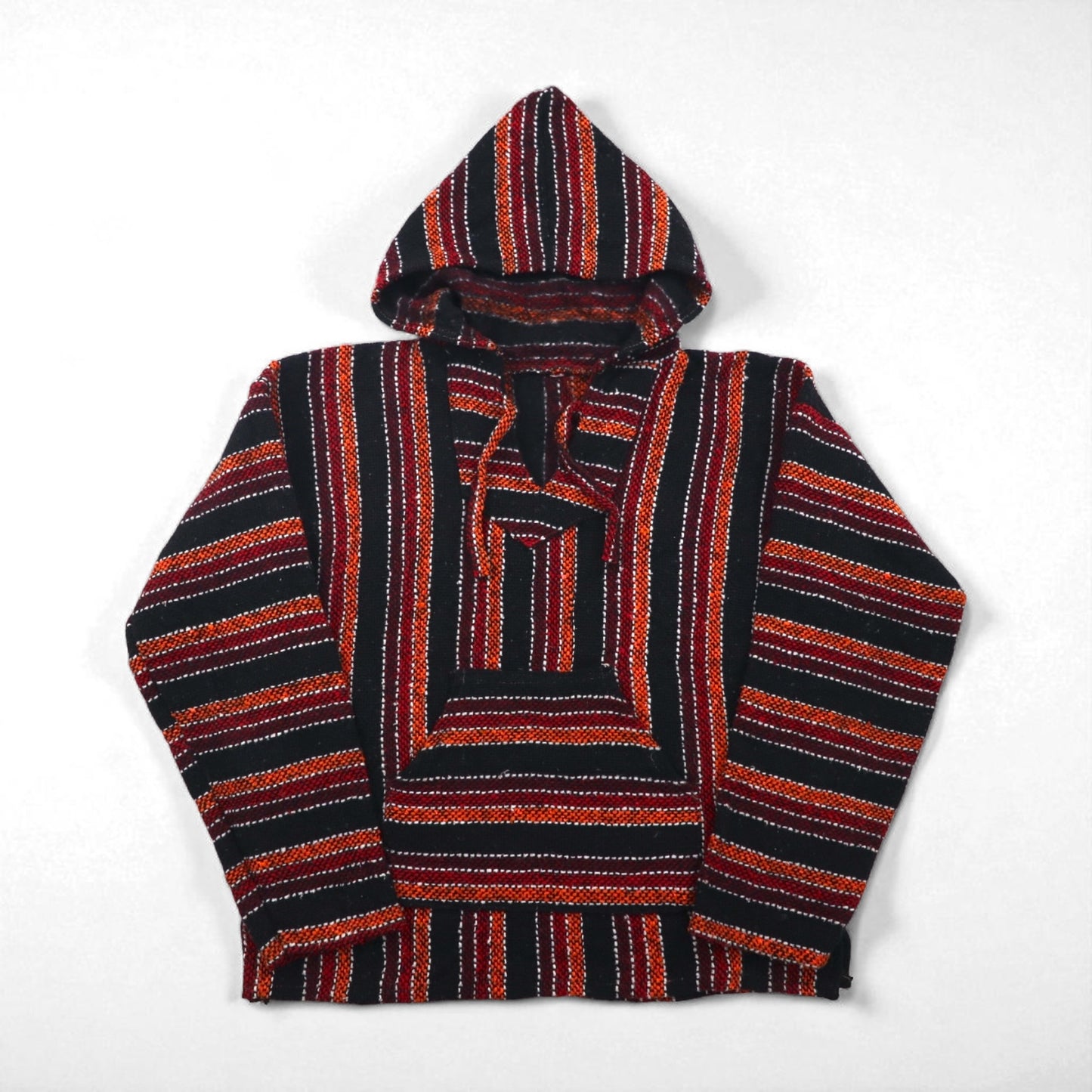 Vintage Baja Hoodie Mexican Parka メキシカンパーカー M フロントポケット マルチ ストライプ