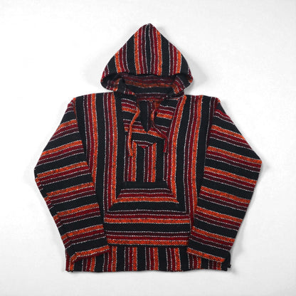 Vintage Baja Hoodie Mexican Parka メキシカンパーカー M フロントポケット マルチ ストライプ
