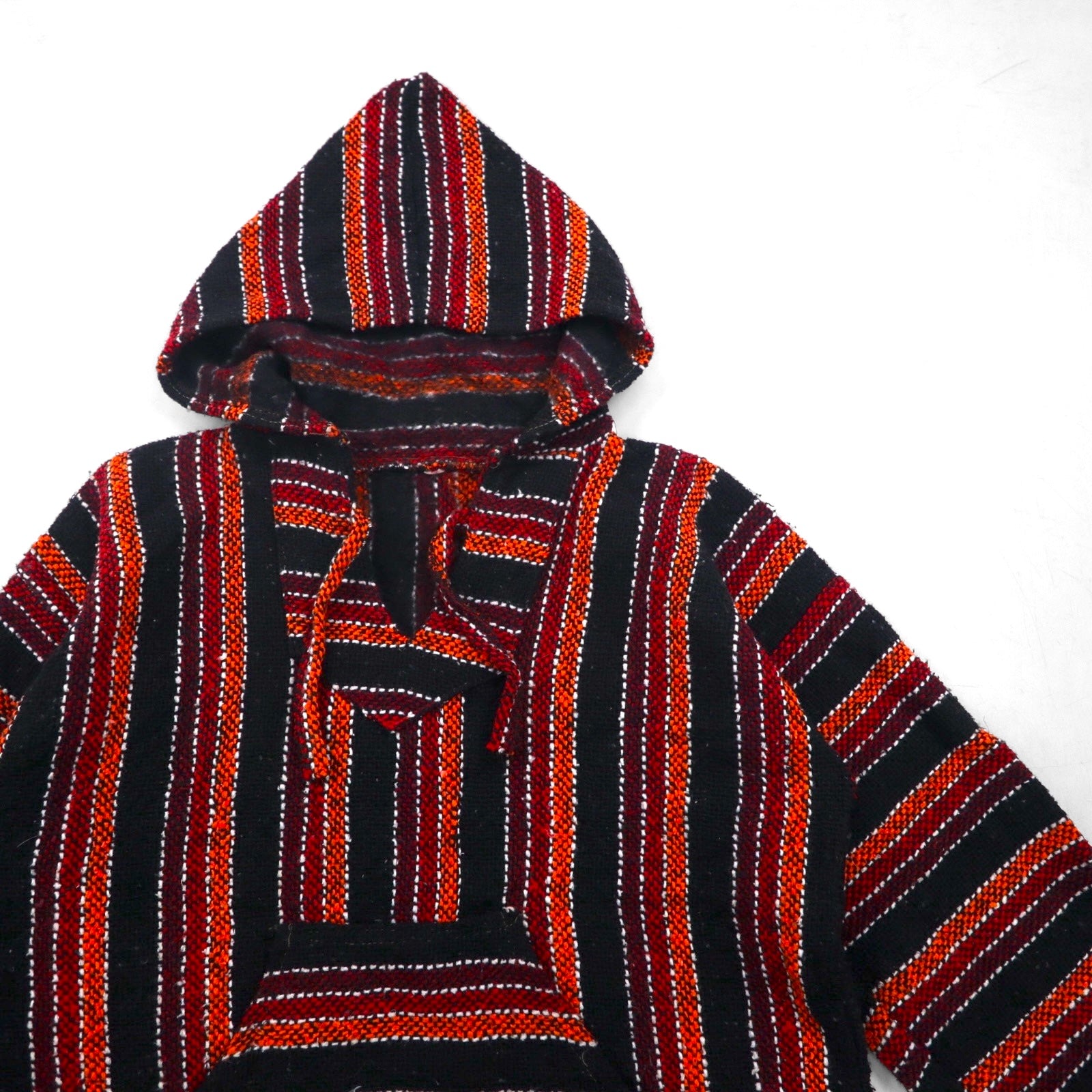 Vintage Baja Mexican Parka, Size M, Front Pocket, Multi-Stripes
