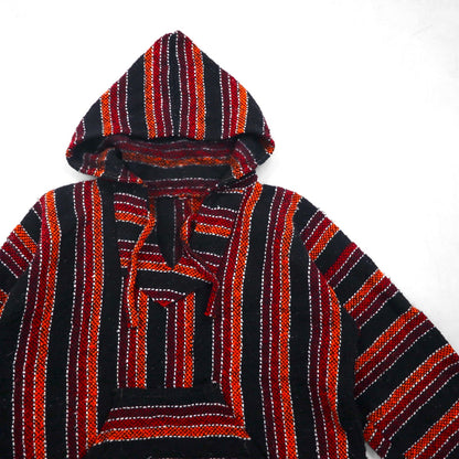 Vintage Baja Hoodie Mexican Parka メキシカンパーカー M フロントポケット マルチ ストライプ
