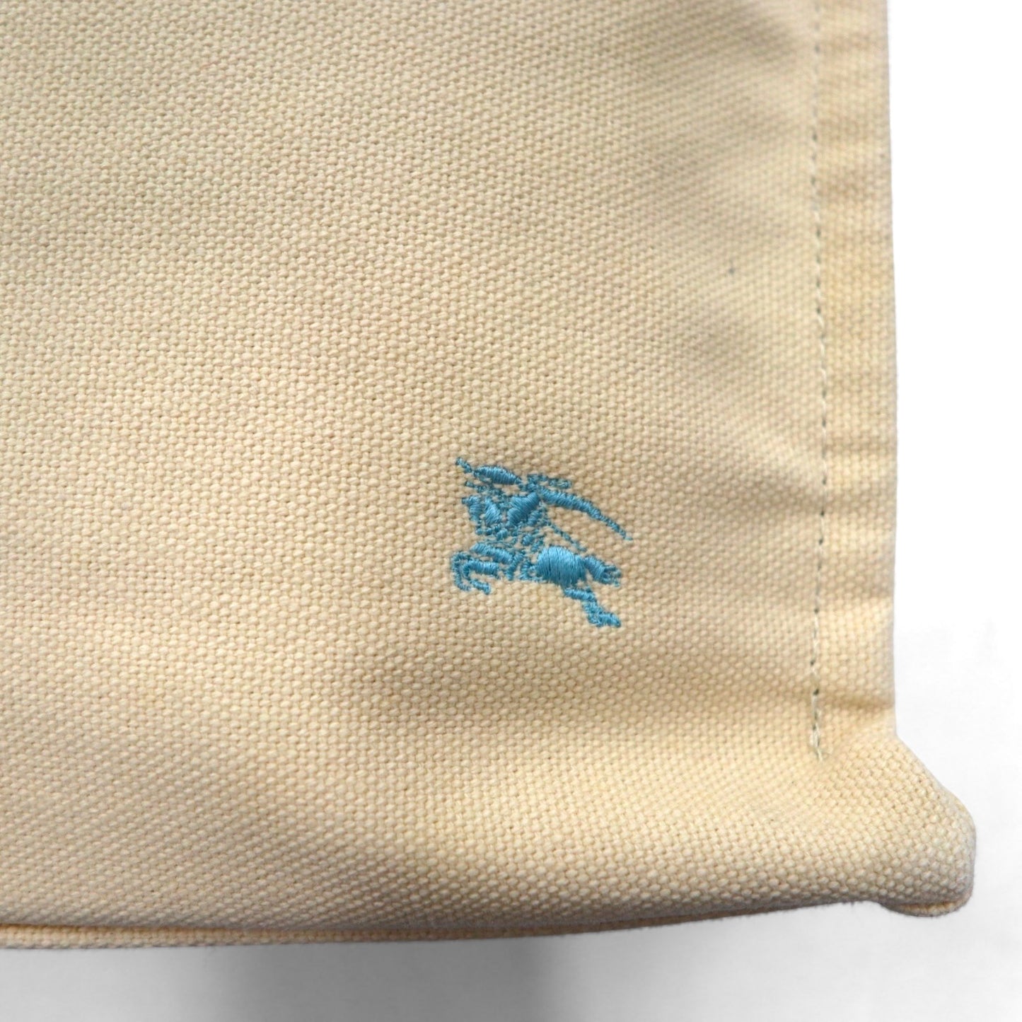 BURBERRY BLUE LABEL レザーハンドル キャンバス トートバッグ クリーム 牛革 日本製