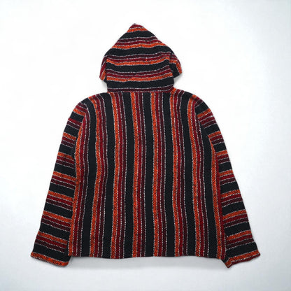 Vintage Baja Hoodie Mexican Parka メキシカンパーカー M フロントポケット マルチ ストライプ
