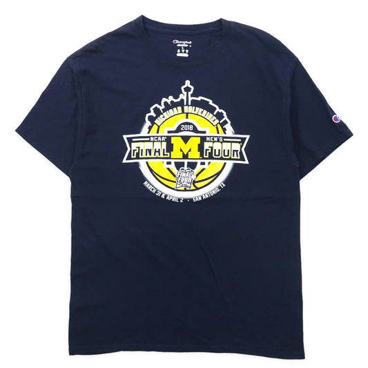 日本然リトテ-古着オンライン-Champion カレッジプリントTシャツ XL ネイビー コットン NCAA MICHIGAN WOLVERINES-