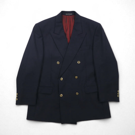 80s Canada Vintage Blazer Hyde Park ブレザー ピークドラベル ダブル テーラードジャケット XL ネイビー ACTWUタグ 紺ブレ 80年代 カナダ製