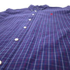 Ralph Lauren ウィンドペンチェック ボタンダウンシャツ XL ネイビー コットン CUSTOM FIT スモールポニー刺繍