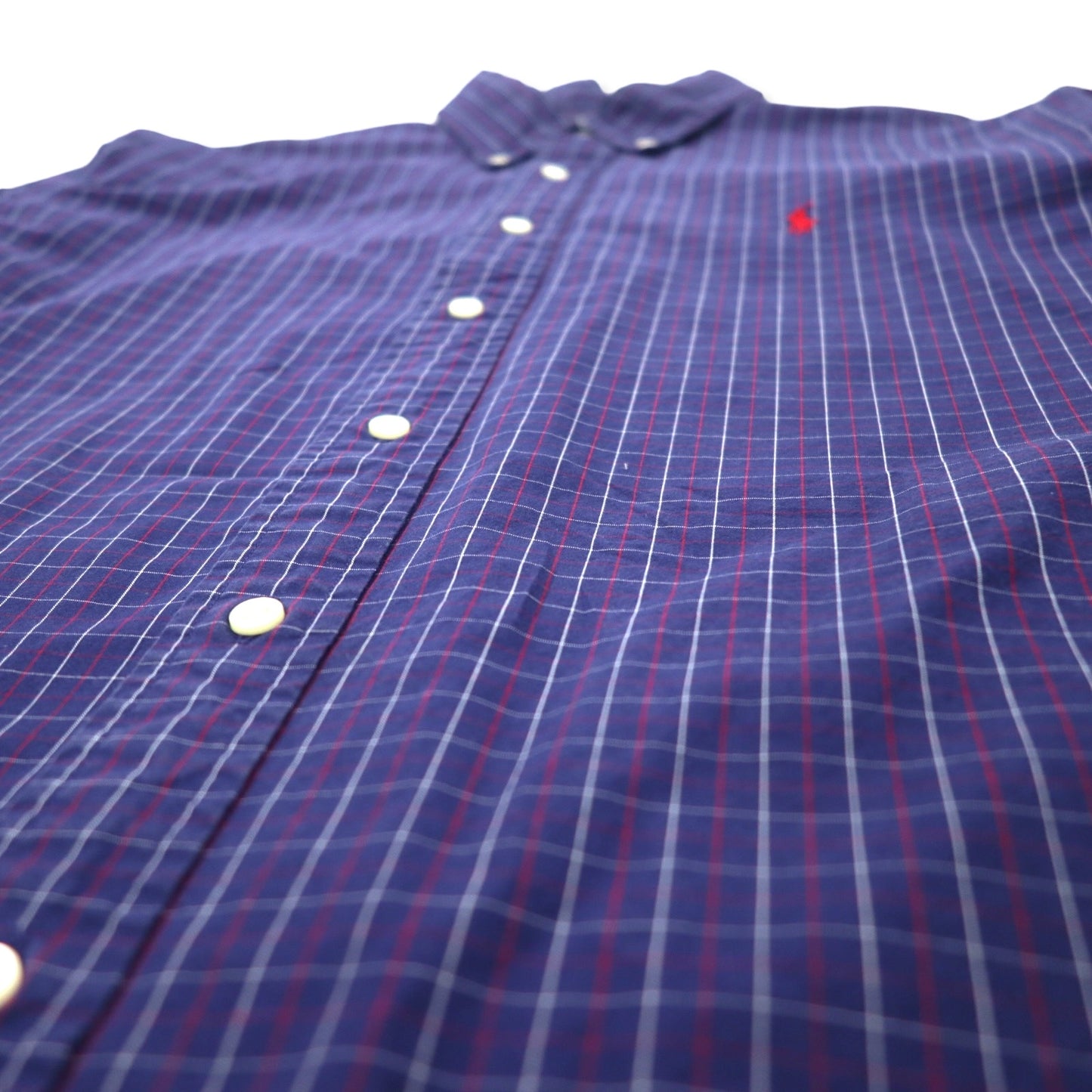 Ralph Lauren ウィンドペンチェック ボタンダウンシャツ XL ネイビー コットン CUSTOM FIT スモールポニー刺繍