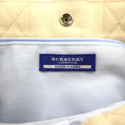 BURBERRY BLUE LABEL レザーハンドル キャンバス トートバッグ クリーム 牛革 日本製