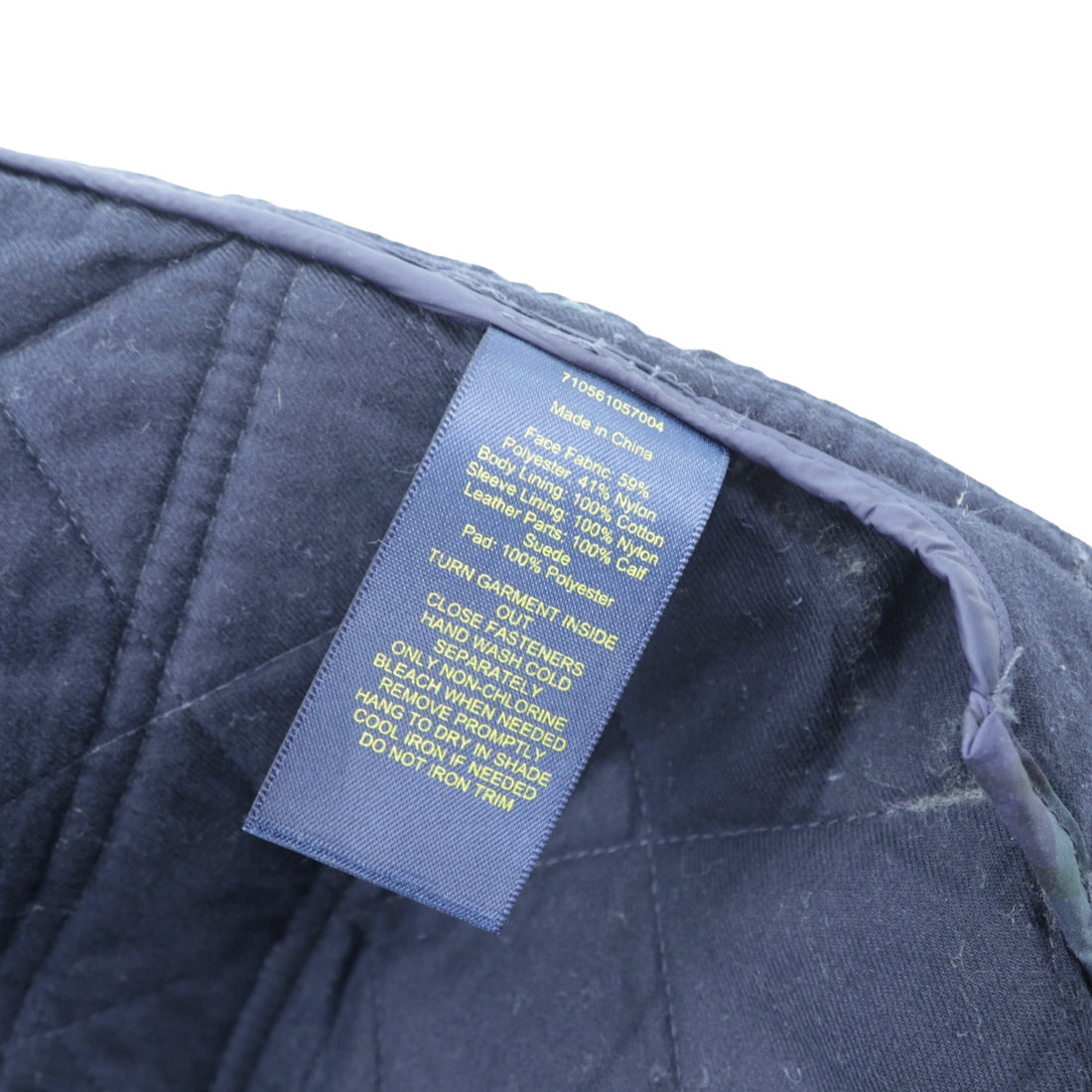 Polo Ralph Lauren Black Quilted Jacket, Medium, Green Check, Corduroy Collar, Chin Strap